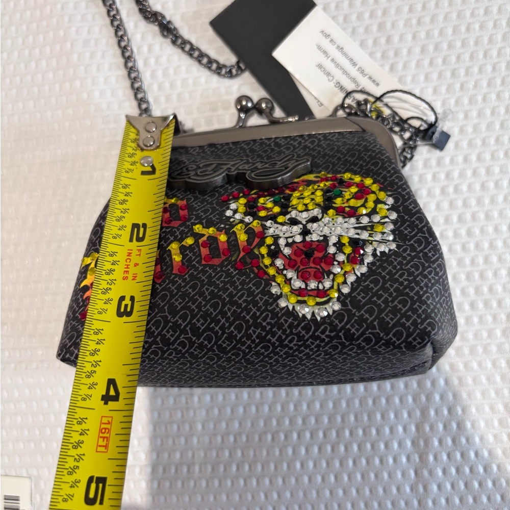 Ed Hardy Black Crossbody with Yellow & Red Skull Graphic - Picture 5 of 8